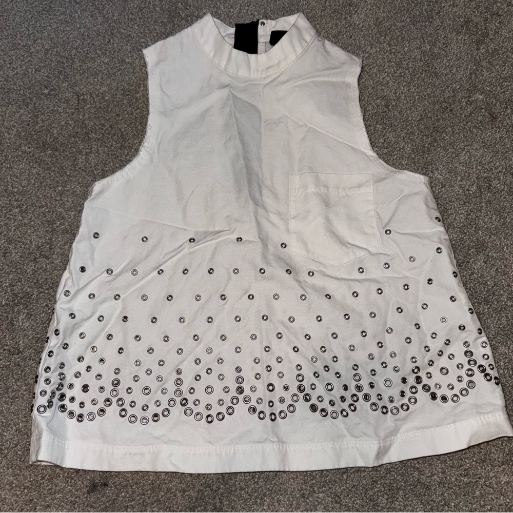 Alexander Wang White Tank Top Eyelet Embellishments - Size 0